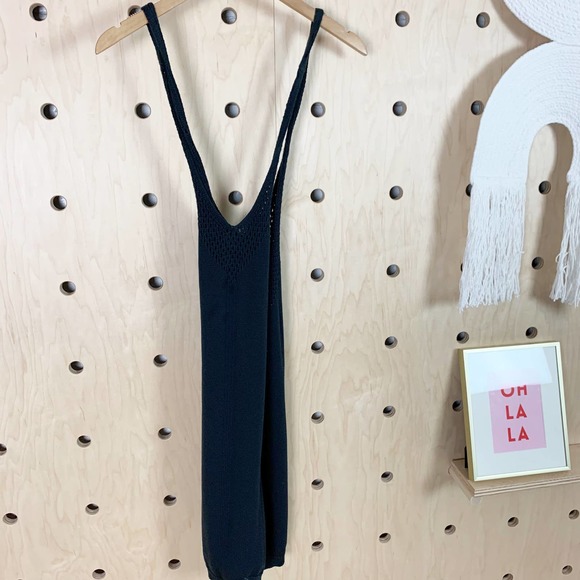 Free People Women's Knockout Swit Crochet Slip Black Mini Dress Size Medium - Picture 2 of 5